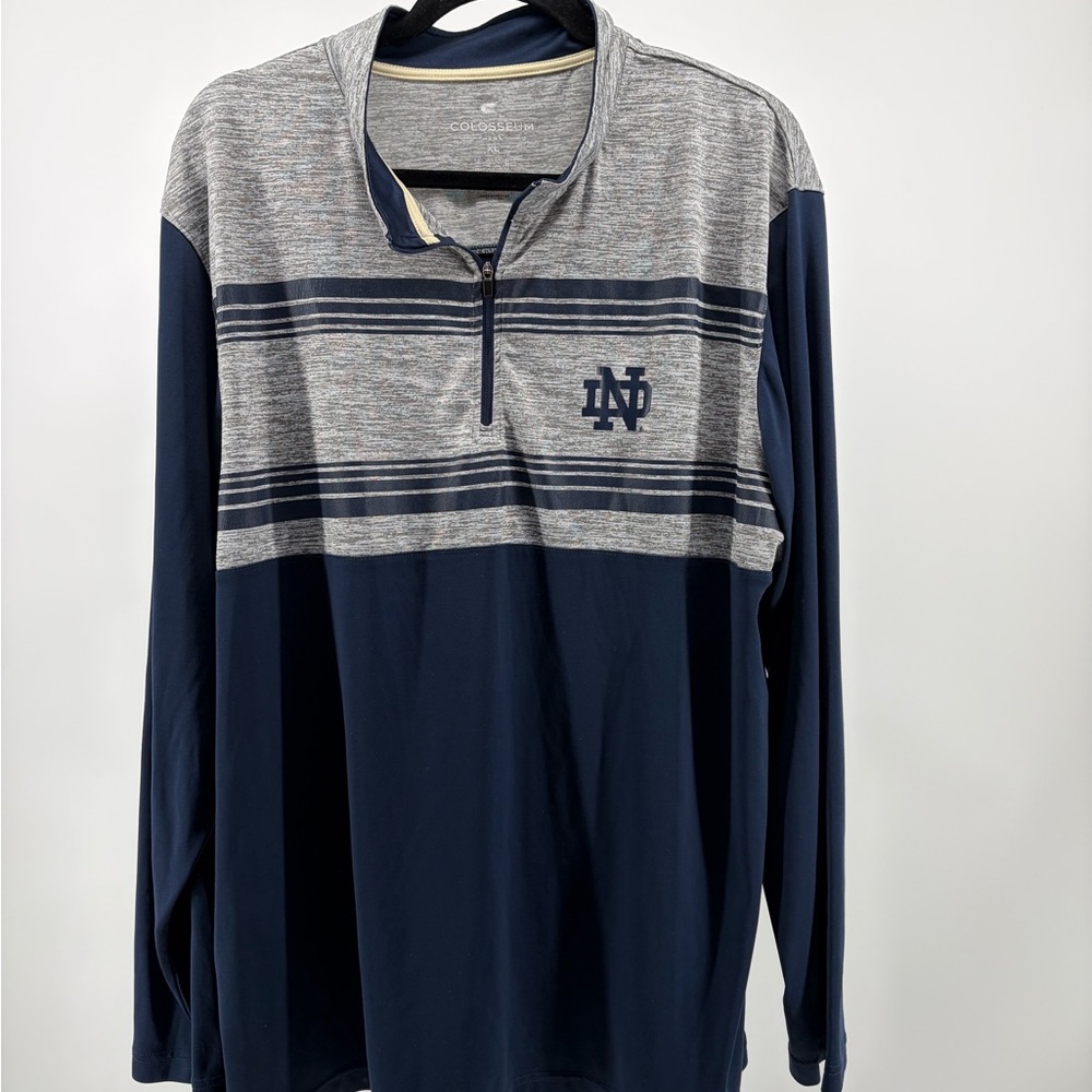 Notre Dame Colosseum Navy Fighting‎ Irish Tortugas Logo Quarter-Zip Mens Sz XL
